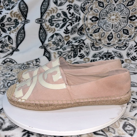 Tory Burch Weston Flat Espadrille Rose Women's Size 7 Two-tone Canvas Slip On - Picture 9 of 12